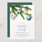 フェスティバルクリスマスウォーターカラーホリデーパーティー 招待状 (正面/裏面)