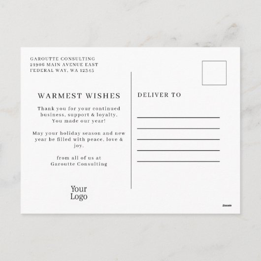 フェスティバルクリスマスウォーターカラー倉庫営業 シーズンポストカード (裏面)