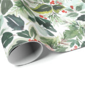 フェスティバルクリスマスウォーター色の葉ホリーベリー ラッピングペーパー (ロールコーナー)