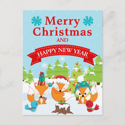 フェスティバルクリスマスウッドランドキツネフレンズ シーズンポストカード (正面)