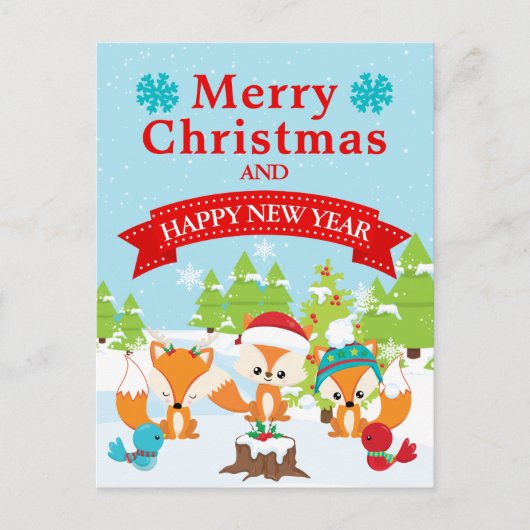 フェスティバルクリスマスウッドランドキツネフレンズ シーズンポストカード (正面)