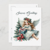 フェスティバルクリスマスエンジェルのメッセージの追加 シーズンポストカード (正面/裏面)