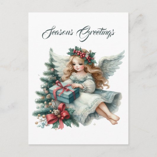 フェスティバルクリスマスエンジェルのメッセージの追加 シーズンポストカード (正面)