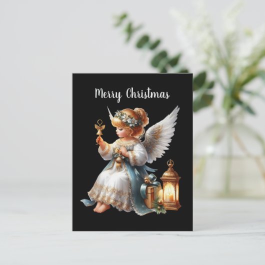 フェスティバルクリスマスエンジェルのメッセージの追加 ポストカード (スタンド正面)