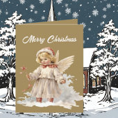 フェスティバルクリスマスエンジェル水の色を追加文字 シーズンカード