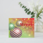 フェスティバルクリスマスオーナメントきらめく金ゴールドライト シーズンポストカード (スタンド正面)