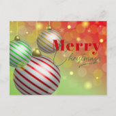 フェスティバルクリスマスオーナメントきらめく金ゴールドライト シーズンポストカード (正面)