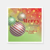 フェスティバルクリスマスオーナメントきらめく金ゴールドライト スタンダードカクテルナプキン (正面)