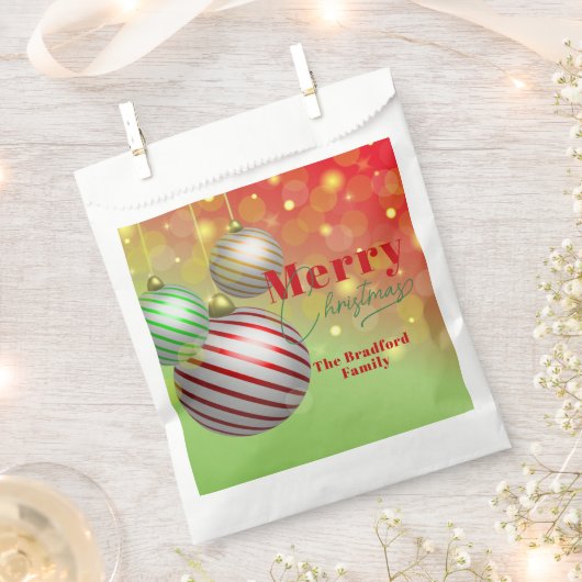 フェスティバルクリスマスオーナメントきらめく金ゴールドライト フェイバーバッグ (クリップ留めされた状態)