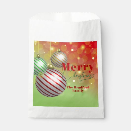 フェスティバルクリスマスオーナメントきらめく金ゴールドライト フェイバーバッグ (正面)