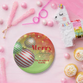 フェスティバルクリスマスオーナメントきらめく金ゴールドライト ペーパープレート (パーティー)