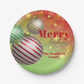 フェスティバルクリスマスオーナメントきらめく金ゴールドライト ペーパープレート (正面)