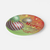 フェスティバルクリスマスオーナメントきらめく金ゴールドライト ペーパープレート (アングル)