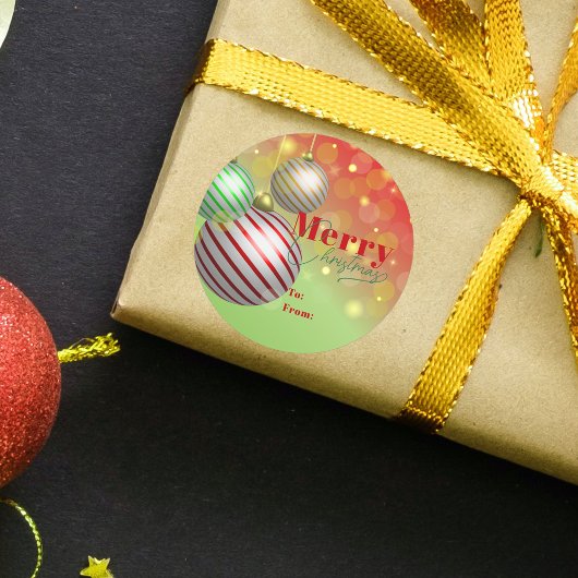 フェスティバルクリスマスオーナメントきらめく金ゴールドライト ラウンドシール