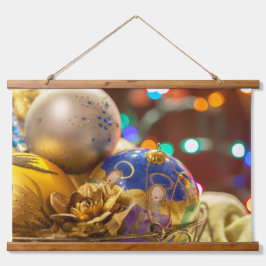 フェスティバルクリスマスオーナメントと天使 吊り下げ型タペストリー