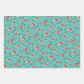 フェスティバルクリスマスオーナメントと枝水色 ラッピングペーパーシート (正面3)