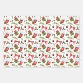 フェスティバルクリスマスオーナメントと枝水色 ラッピングペーパーシート (正面)