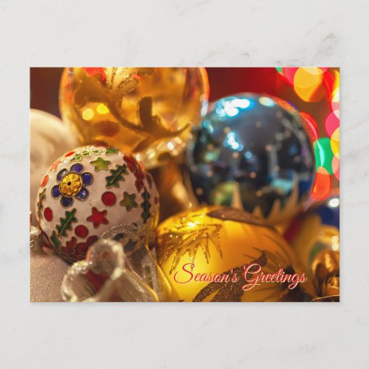 フェスティバルクリスマスオーナメントクローズアップ ポストカード (正面)