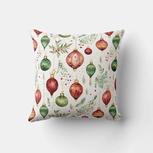 フェスティバルクリスマスオーナメントシームレスパターン クッション (裏面)