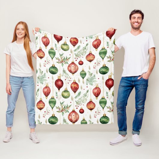 フェスティバルクリスマスオーナメントシームレスパターン フリースブランケット (インサイチュ)