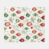 フェスティバルクリスマスオーナメントシームレスパターン フリースブランケット (正面(横))