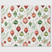 フェスティバルクリスマスオーナメントシームレスパターン ラッピングペーパー (フラット)