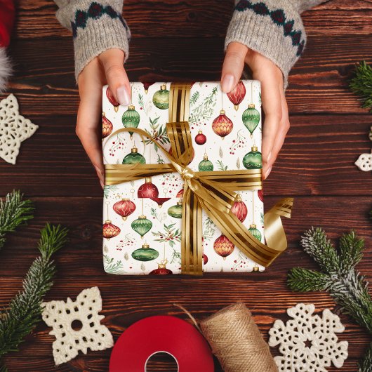 フェスティバルクリスマスオーナメントシームレスパターン ラッピングペーパー