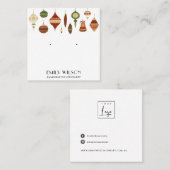 フェスティバルクリスマスオーナメントスタッドイヤリングディスプレイ スクエア名刺 (正面/裏面)