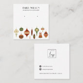 フェスティバルクリスマスオーナメントスタッドイヤリングディスプレイ スクエア名刺 (正面/裏面)