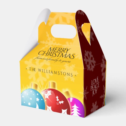 フェスティバルクリスマスオーナメントスノーフレークレッド&金ゴールド フェイバーボックス (裏面サイド)