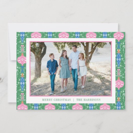 フェスティバルクリスマスオーナメントパターン写真 シーズンカード (正面)