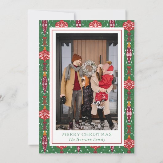 フェスティバルクリスマスオーナメントパターン写真 シーズンカード (正面)