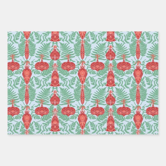 フェスティバルクリスマスオーナメントパターン ラッピングペーパーシート (正面)