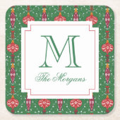 フェスティバルクリスマスオーナメントモノグラム スクエアペーパーコースター (正面)