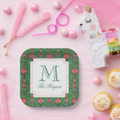 フェスティバルクリスマスオーナメントモノグラム ペーパープレート (パーティー)