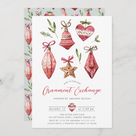 フェスティバルクリスマスオーナメント交換パーティー 招待状 (正面/裏面)