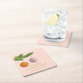 フェスティバルクリスマスオーナメント パーソナライズされた スクエアペーパーコースター (インサイチュ)