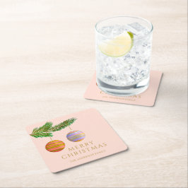 フェスティバルクリスマスオーナメント パーソナライズされた スクエアペーパーコースター