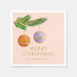 フェスティバルクリスマスオーナメント パーソナライズされた スタンダードカクテルナプキン