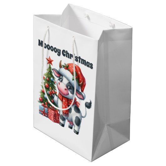 フェスティバルクリスマスカウアド文字 ミディアムペーパーバッグ (裏面アングル)