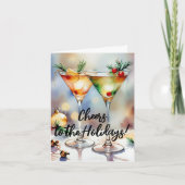 フェスティバルクリスマスカクテルグラスグリーティング カード (正面)