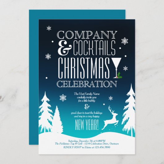 フェスティバルクリスマスカクテルパーティー 招待状 (正面/裏面)