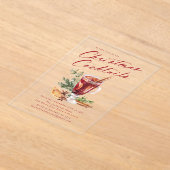 フェスティバルクリスマスカクテルホリデーパーティー アクリル招待状 (レイダウン)