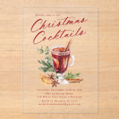 フェスティバルクリスマスカクテルホリデーパーティー アクリル招待状 (正面)