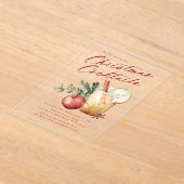 フェスティバルクリスマスカクテルホリデーパーティー アクリル招待状 (レイダウン)