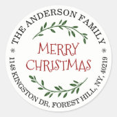 フェスティバルクリスマスカスタム差出人住所 ラウンドシール (正面)