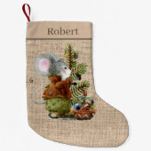 フェスティバルクリスマスカントリーのマウスの名前の追加 スモールクリスマスストッキング (正面)