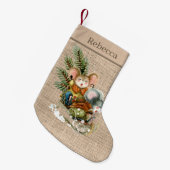 フェスティバルクリスマスカントリーネズミ休日の追加の名前 スモールクリスマスストッキング (正面 (吊り時))