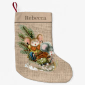 フェスティバルクリスマスカントリーネズミ休日の追加の名前 スモールクリスマスストッキング (正面)