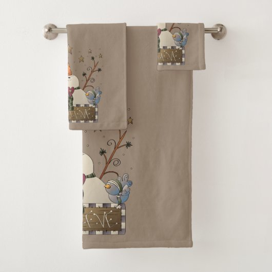 フェスティバルクリスマスカントリー信じ雪だるま バスタオルセット (インサイチュ)